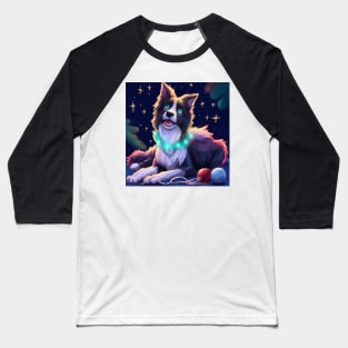 Cute Border Collie Drawing Baseball T-Shirt